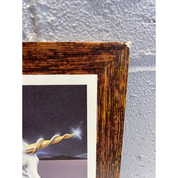 Vintage 1980s Unicorn Fantasy Art Print On Press Board White Horse Ferraro - Picture 5 of 10